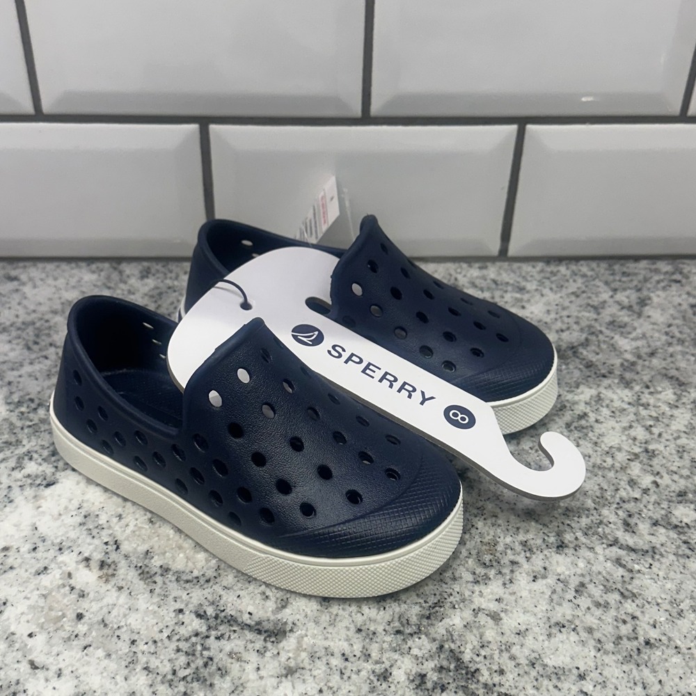 New Sperry Toddler 8M Float Water Shoes Navy Blue Slip-On Nautical Summer